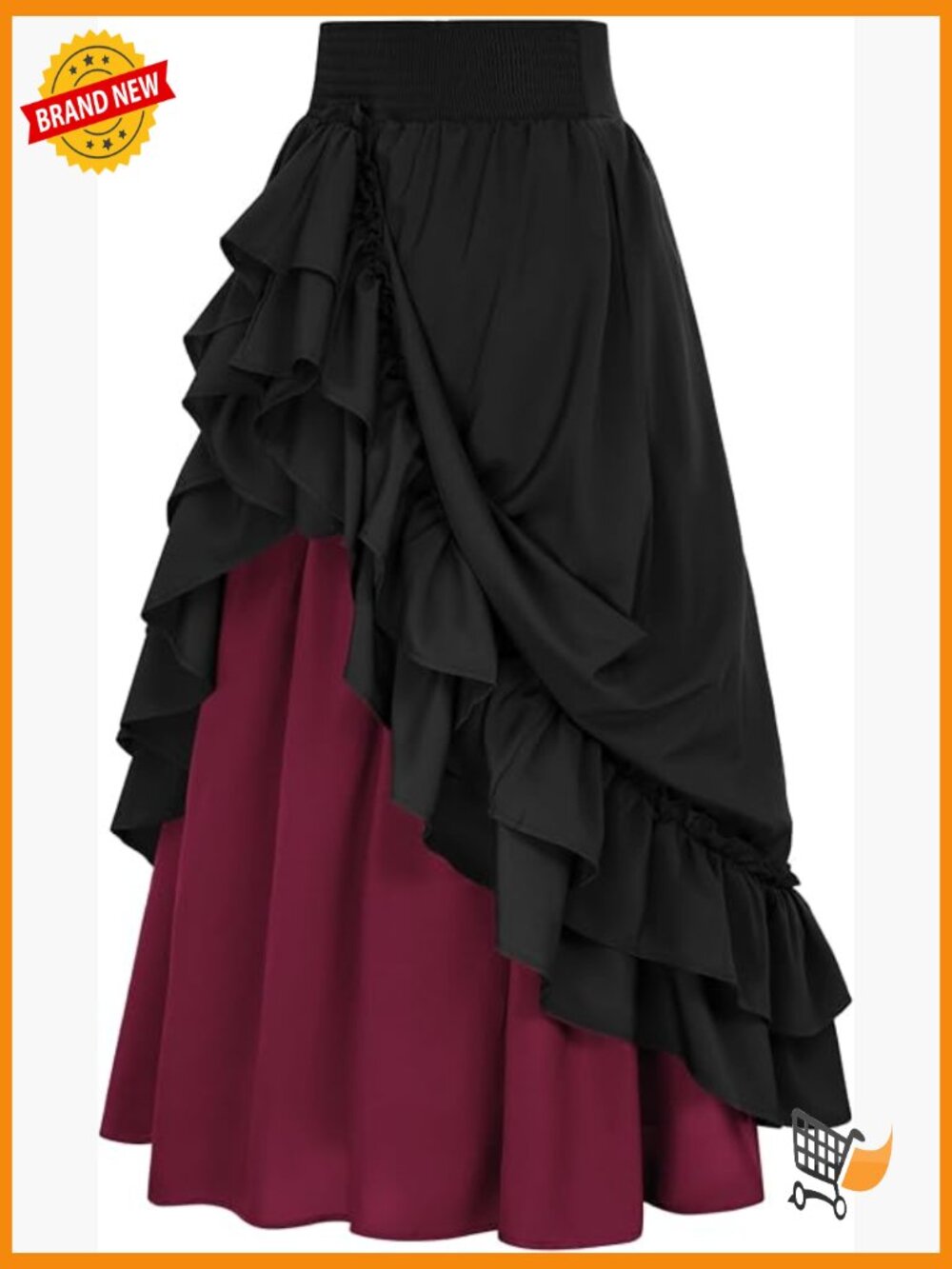 Victorian Maxi Skirt Renaissance Double-Layer Ruffle Long Skirt